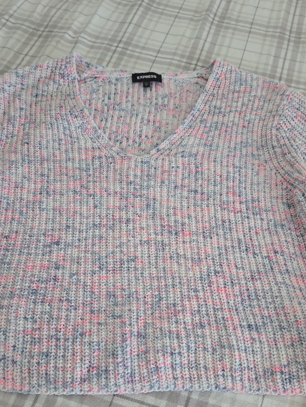 Express Cotton Candy Speckled Lightweight Sweater Soft Girl Casual Knit Size M